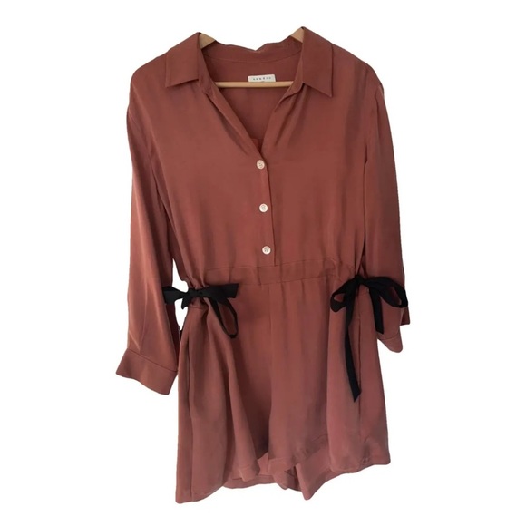 Sandro Paris women’s size 38 medium copper romper Flawed silk jumpsuit - Picture 5 of 5